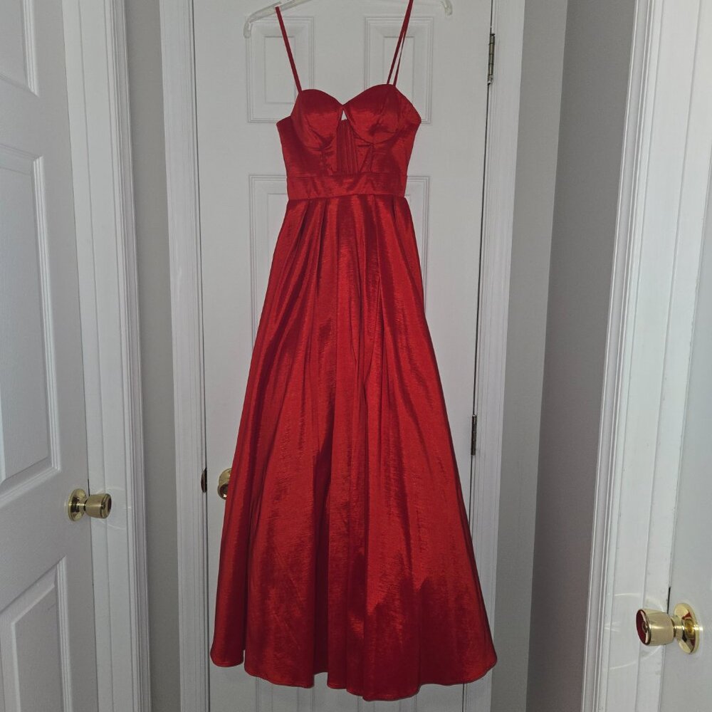 B.Darlin, red, size 0, worn once, hemmed